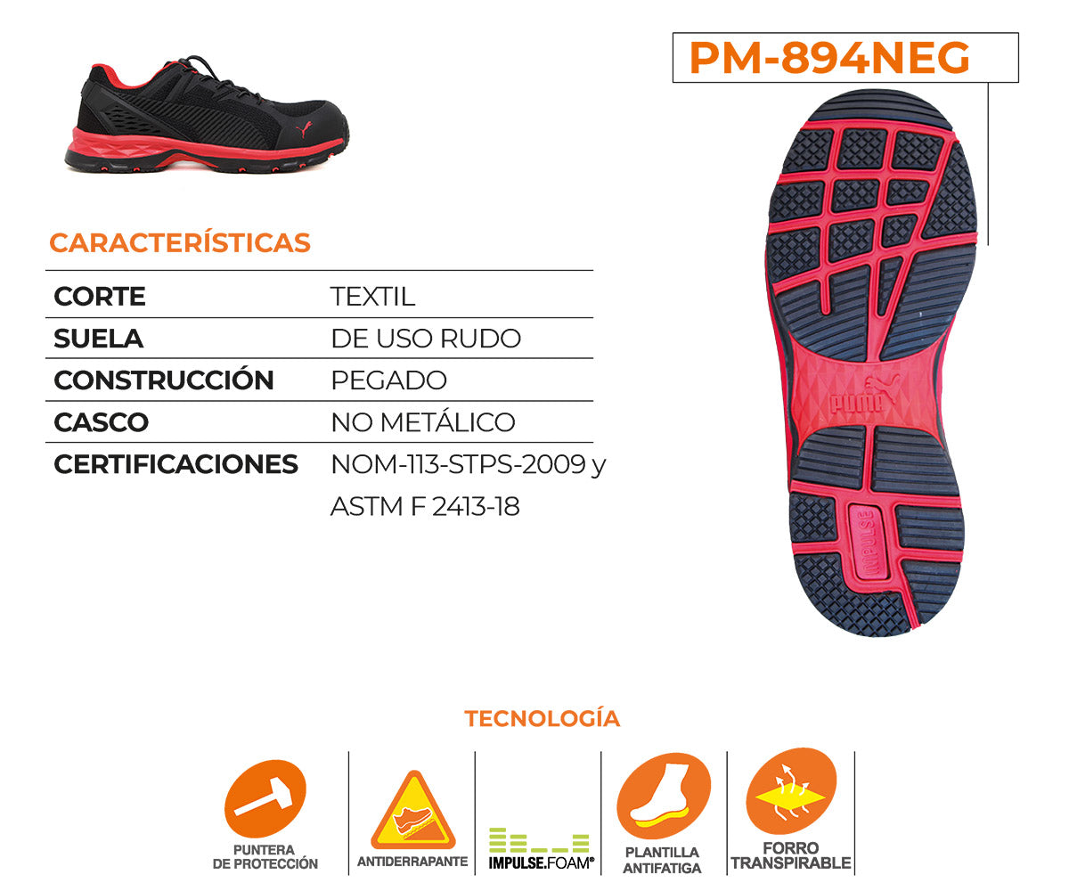 Tenis De Seguridad Puma Safety Para Caballero PM-894NEGR Negro