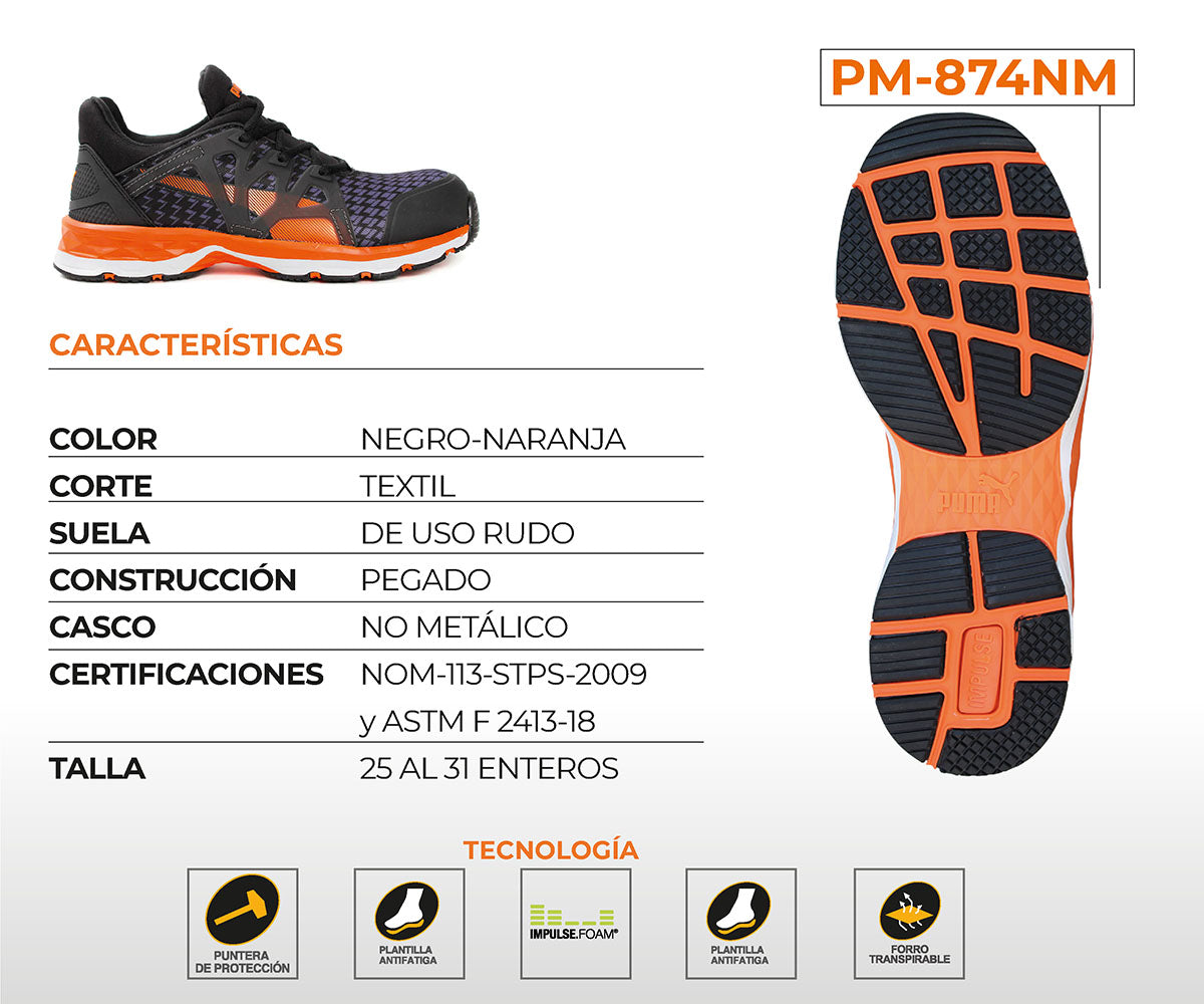 Tenis De Seguridad Puma Safety Para Caballero PM-874NM Negro