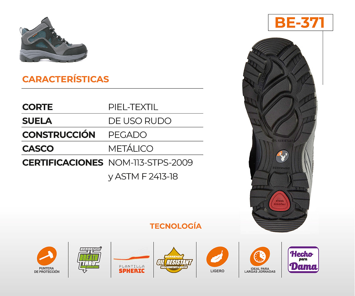 Bota De Seguridad Berrendo Tecnolight Para Dama BE-371GRIS