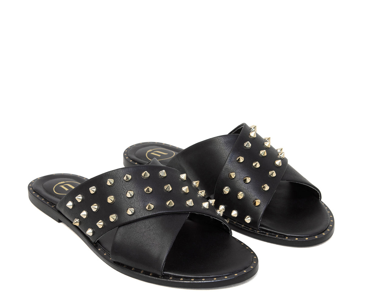 Sandalia Numen Flat con Estoperoles Para Dama NM-M0031NE Negro