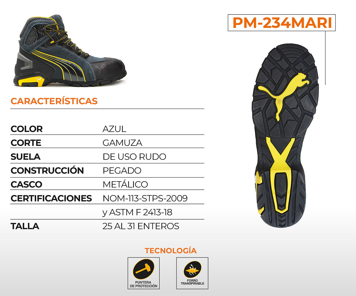 Bota De Seguridad Puma Safety Para Caballero PM-234MARI Marino
