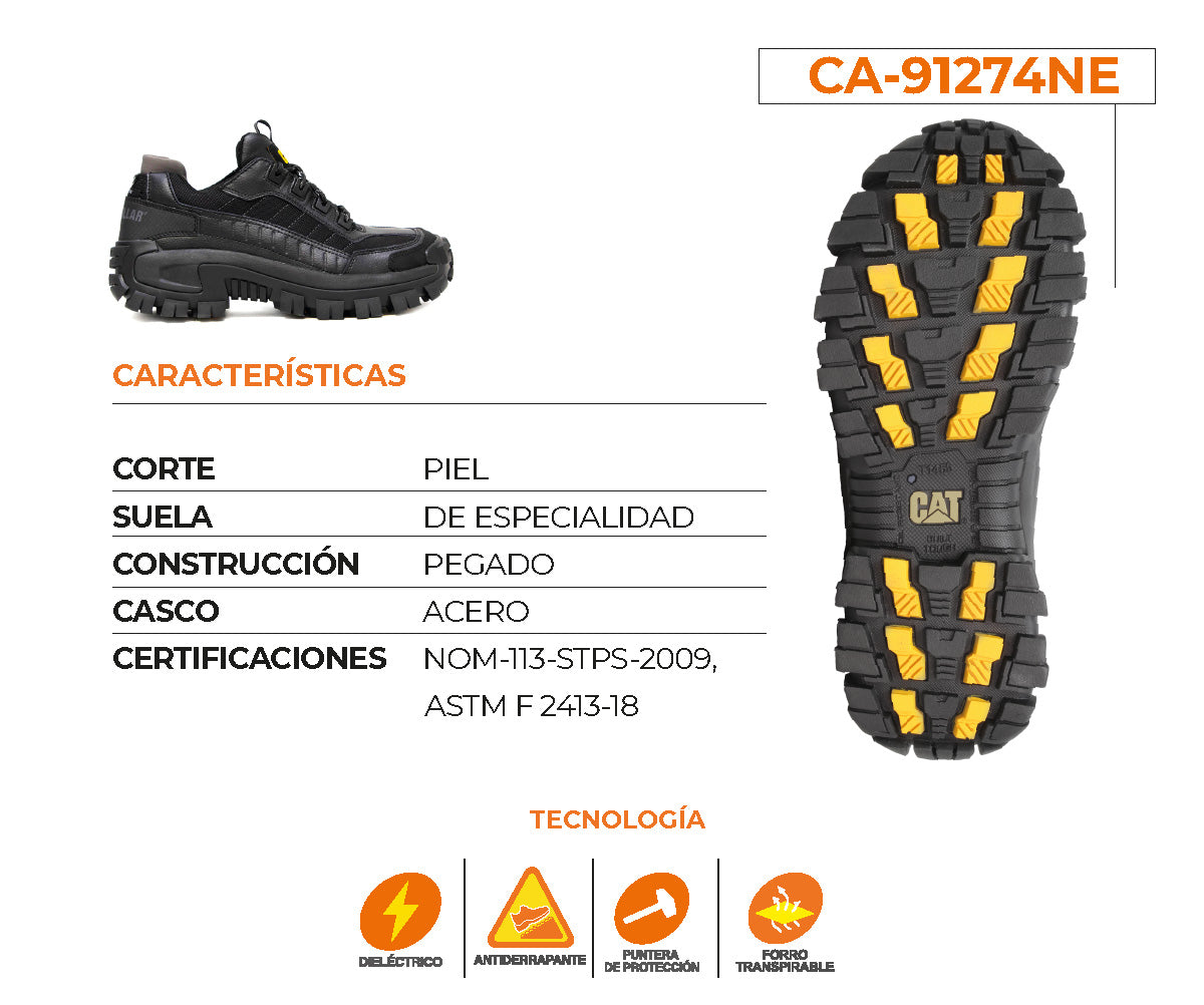 Tenis Industrial Caterpillar Negro Para Caballero CA-91274NE