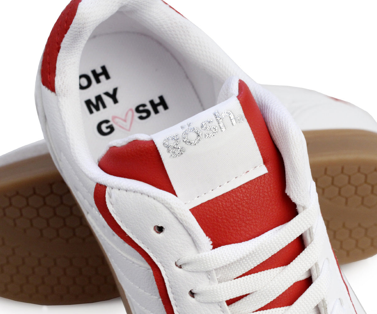 Tenis casual Gosh para Dama GH-2931BRJ Blanco Rojo
