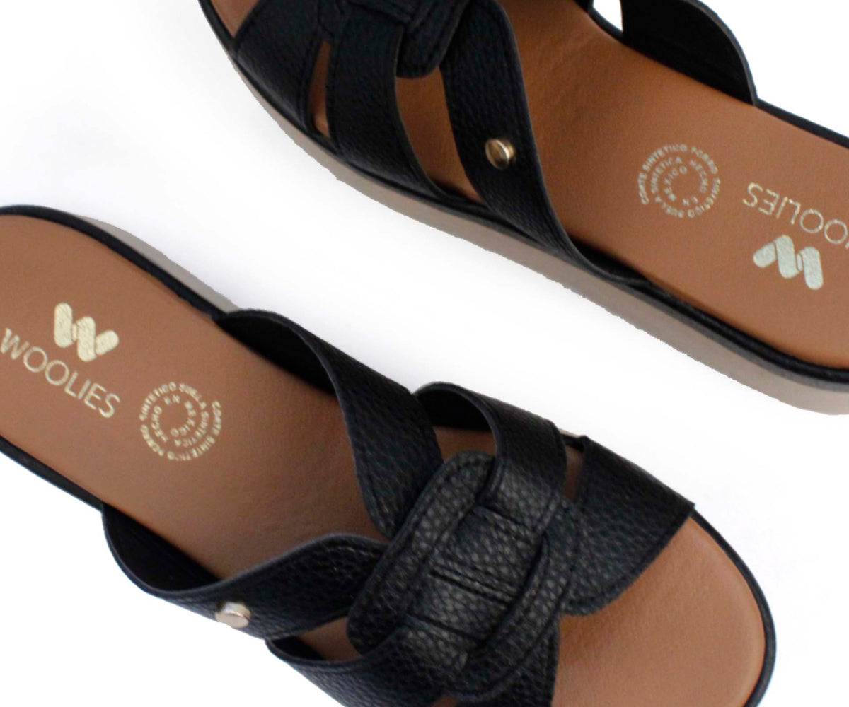 Sandalia Piel Woolies para Dama GH-4060BNE Negro