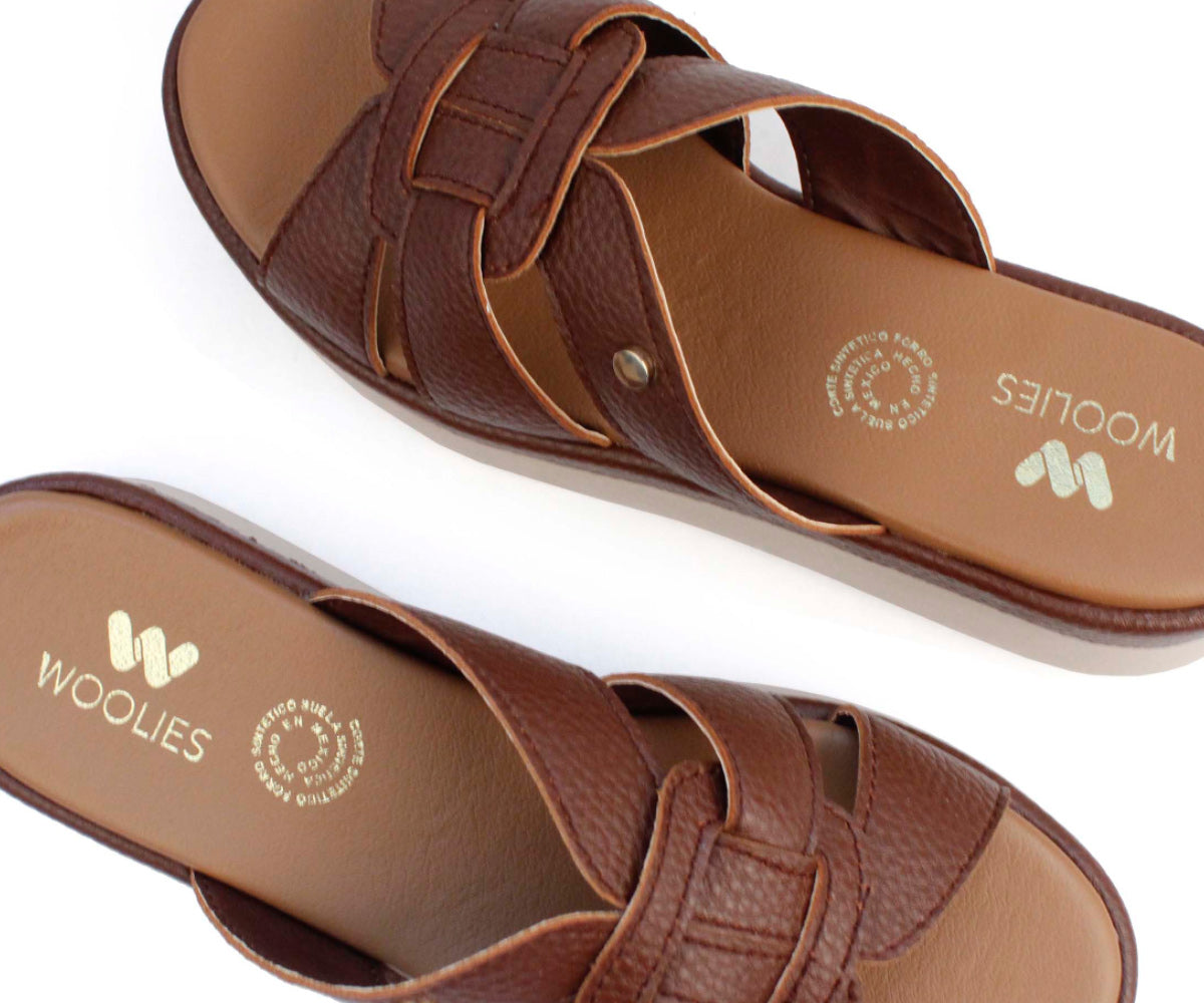 Sandalia en Piel Woolies para Dama GH-4060BCA Cafe