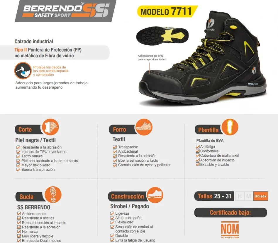 Bota Seguridad Berrendo para Hombre BE-7711NEG