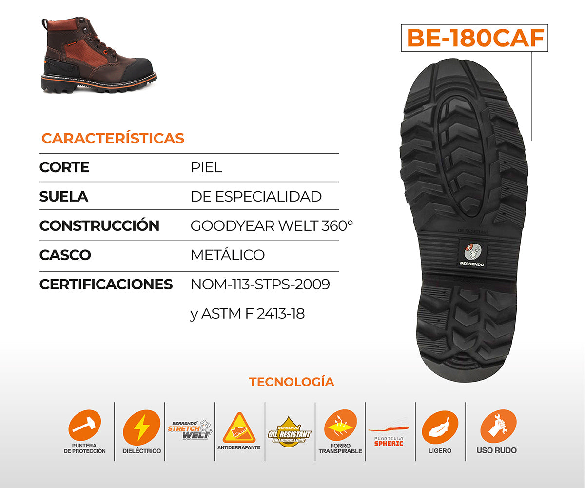 Bota De Seguridad Berrendo Clásico Para Caballero BE-180CAFE