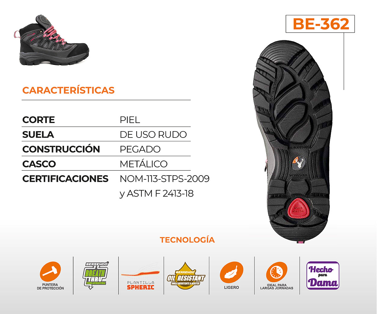 Bota De Seguridad Berrendo Tecnolight Para Dama BE-362GRIS