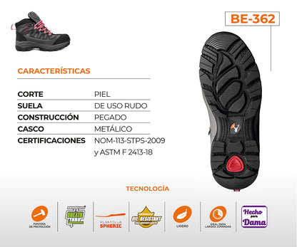 Bota De Seguridad Berrendo Tecnolight Para Dama BE-362GRIS