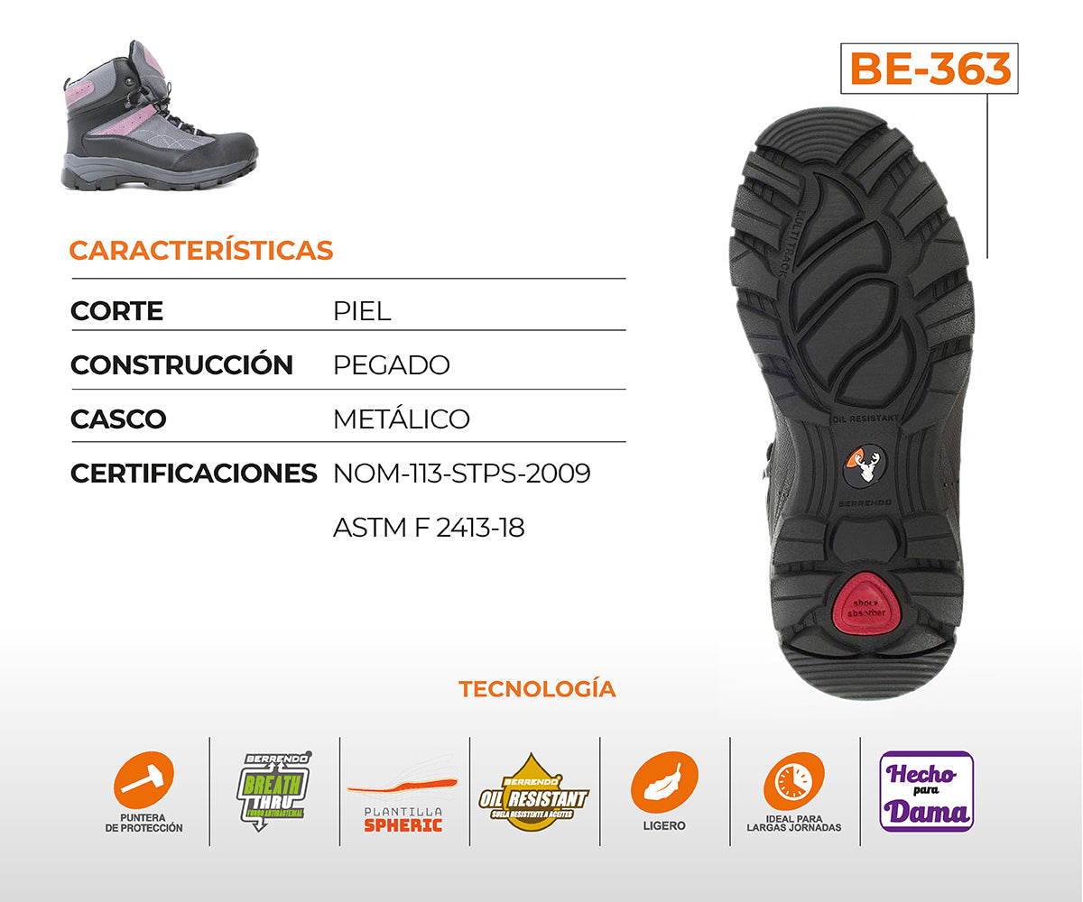 Bota De Seguridad Berrendo Tecnolight Para Dama BE-363GRIS