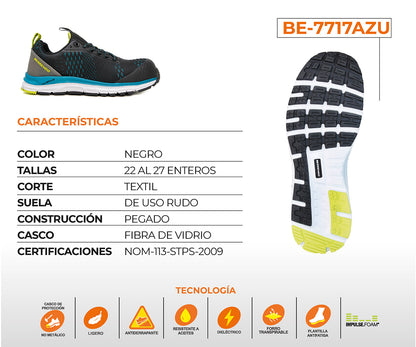 Tenis De Seguridad Berrendo Safety Sport Para Caballero BE-7717AZU Azul