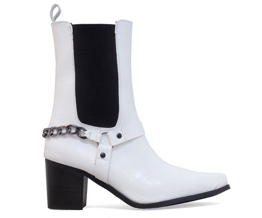 Bota Numen Casual Moderna Para Dama NM-14367BL Blanco