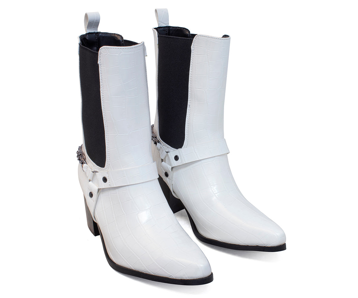 Bota Numen Casual Moderna Para Dama NM-14367BL Blanco