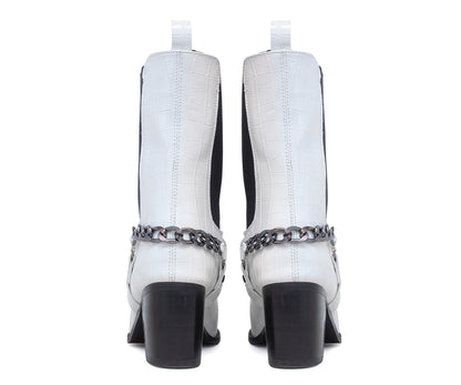 Bota Numen Casual Moderna Para Dama NM-14367BL Blanco