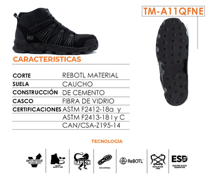 Bota De Seguridad Timberland Pro Para Caballero TM-A11QFNE Negro