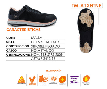 Tenis De Seguridad Timberland Pro Para Dama TM-A1XHTNE Negro/Rosa