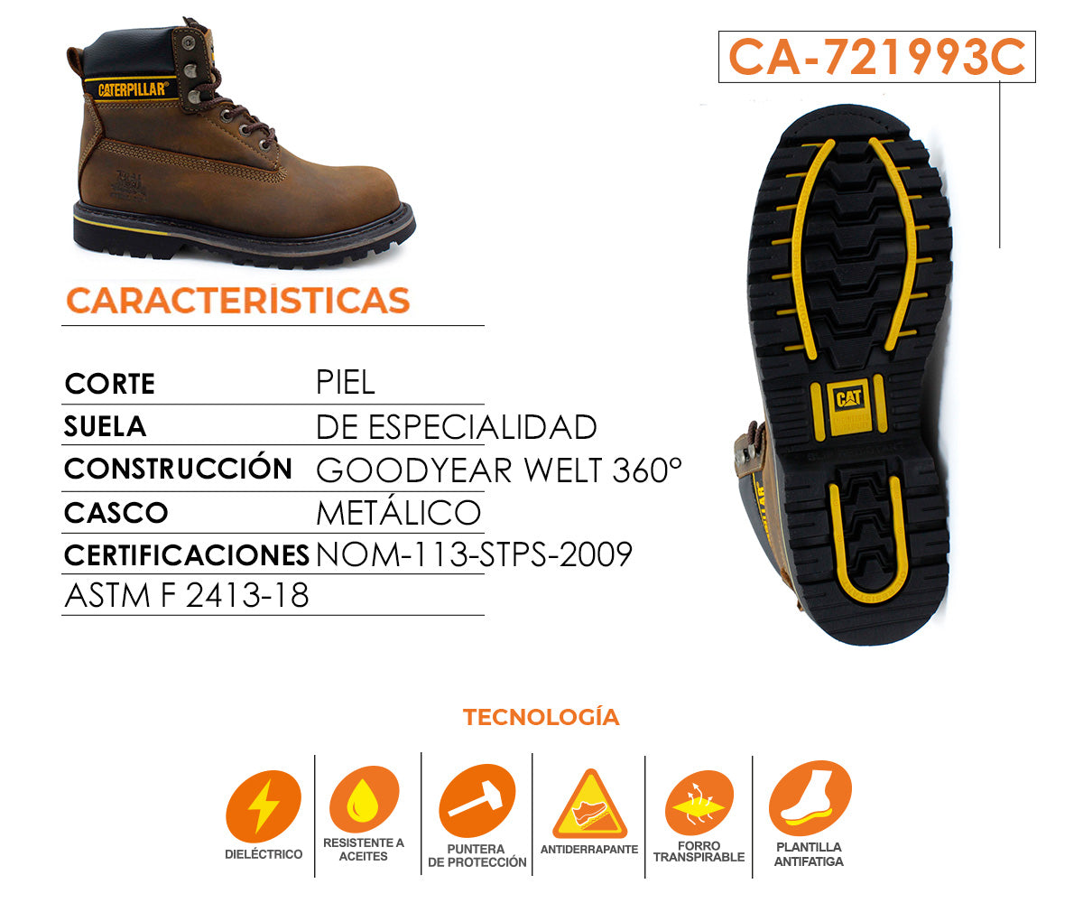 Bota Industrial Caterpillar CA-721993C Para Caballero Café