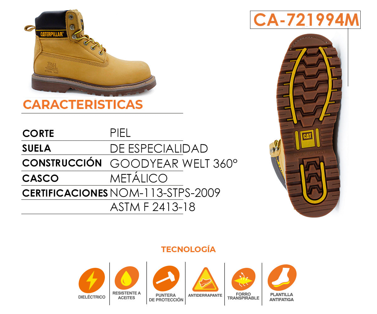 Bota Industrial Caterpillar Miel Para Caballero CA-721994M