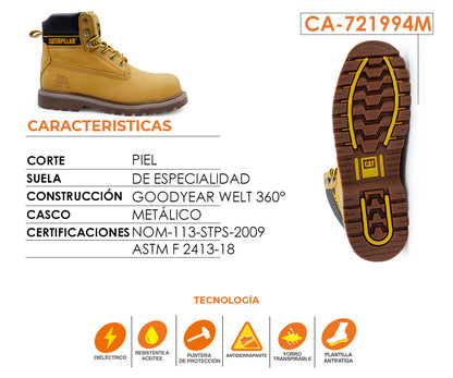Bota Industrial Caterpillar Miel Para Caballero CA-721994M