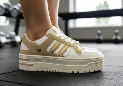 Tenis gosh para dama marfil oro GH-2930EMO