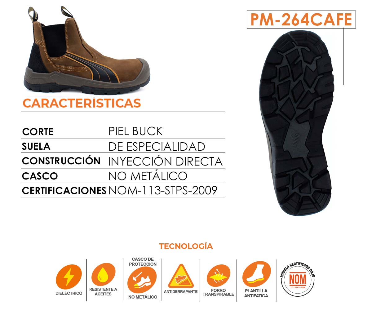 Tenis Industrial Puma Safety Para Caballero PM-264CAFE